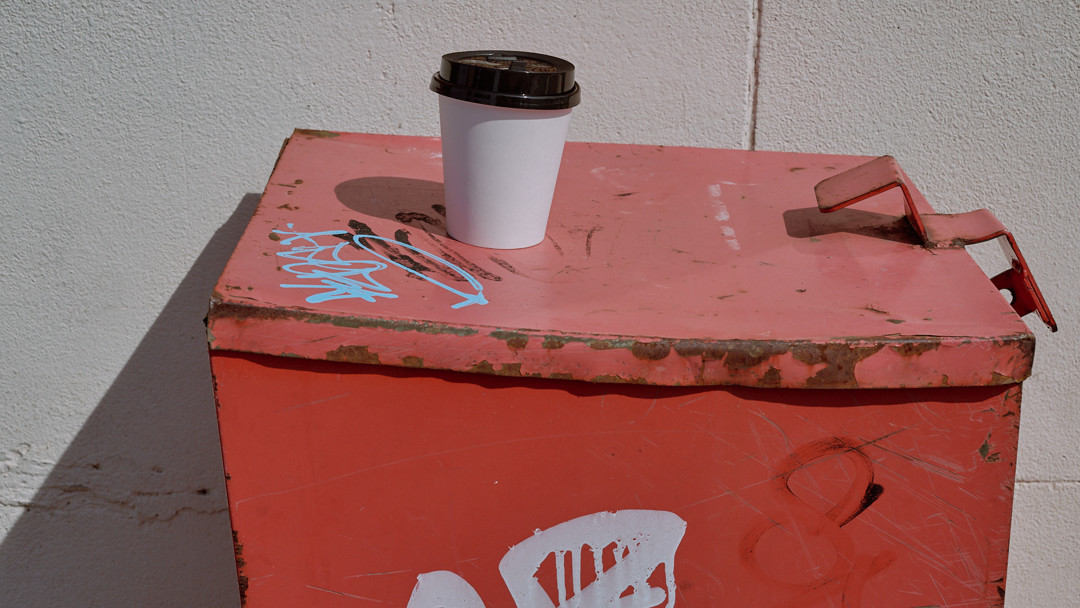 trashcan, rubbish, street, shadow, graffiti